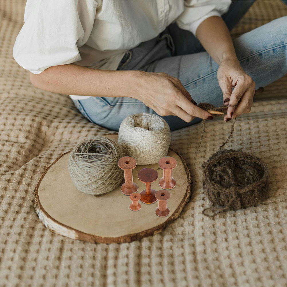 Embroidery Thread - ชุดกระสวยไม้ 7 ชิ้น ประหยัดพื้นที่ ผิวเรียบเนียน ที่เก็บด้าย