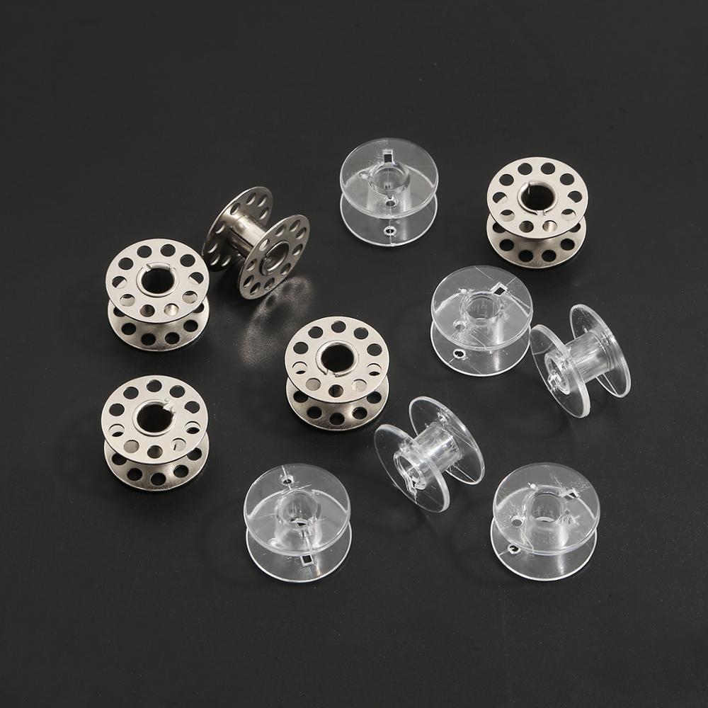Embroidery Generator - 10pcs เหล็กโลหะ Bobbins SPOOL เย็บหัตถกรรมเครื่องมือพลาสติกโปร่งใสจักรเย็บผ้าที่ว่างเปล่า Bobbins