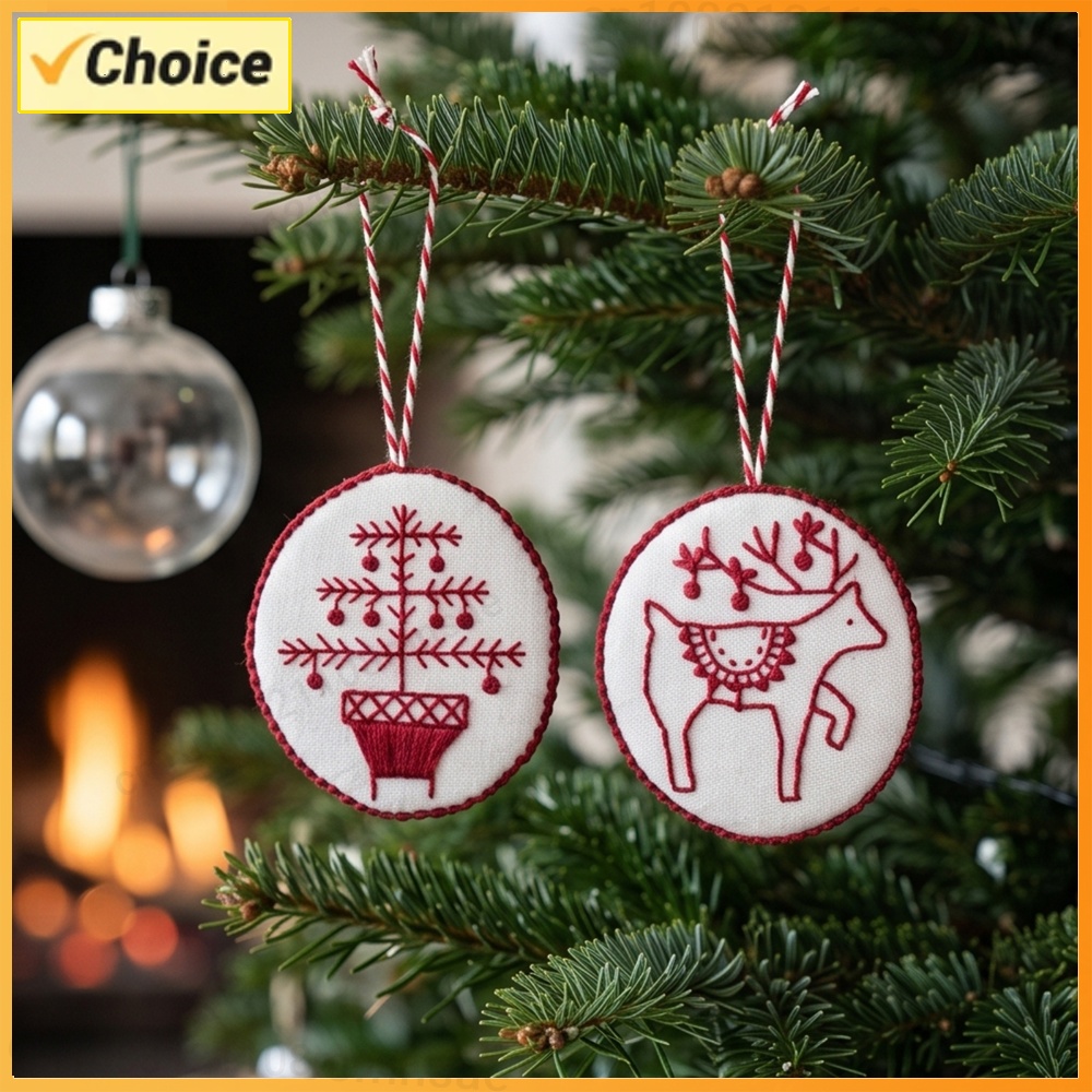Embroidery Xmas Kits - ชุดปักคริสต์มาสพร้อมอุปกรณ์ ชุดปักต้นคริสต์มาสแบบวงกลม สำหรับผู้ใหญ่ ผู้เริ่มต้น และมืออาชีพ