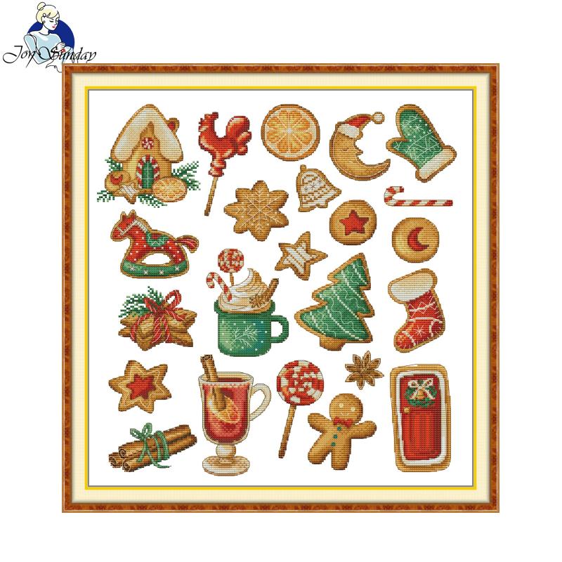 Embroidery Xmas Kits - ชุดปักครอสสติช ภาพขนมปังขิง จอยซันเดย์ ผ้าไอด้า 11/14/16CT ด้าย