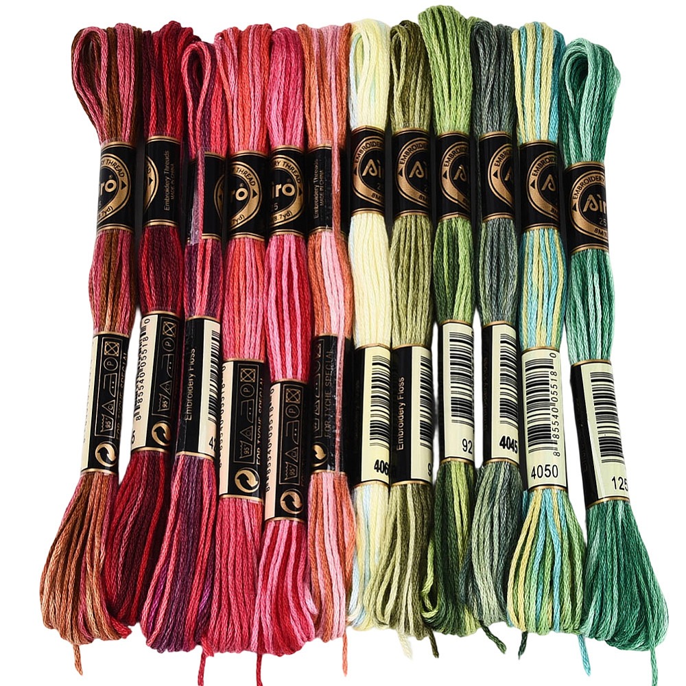 Embroidery Thread - ด้ายปักไหมพรม 105 หลา 6 เส้น ด้ายหลากสี
