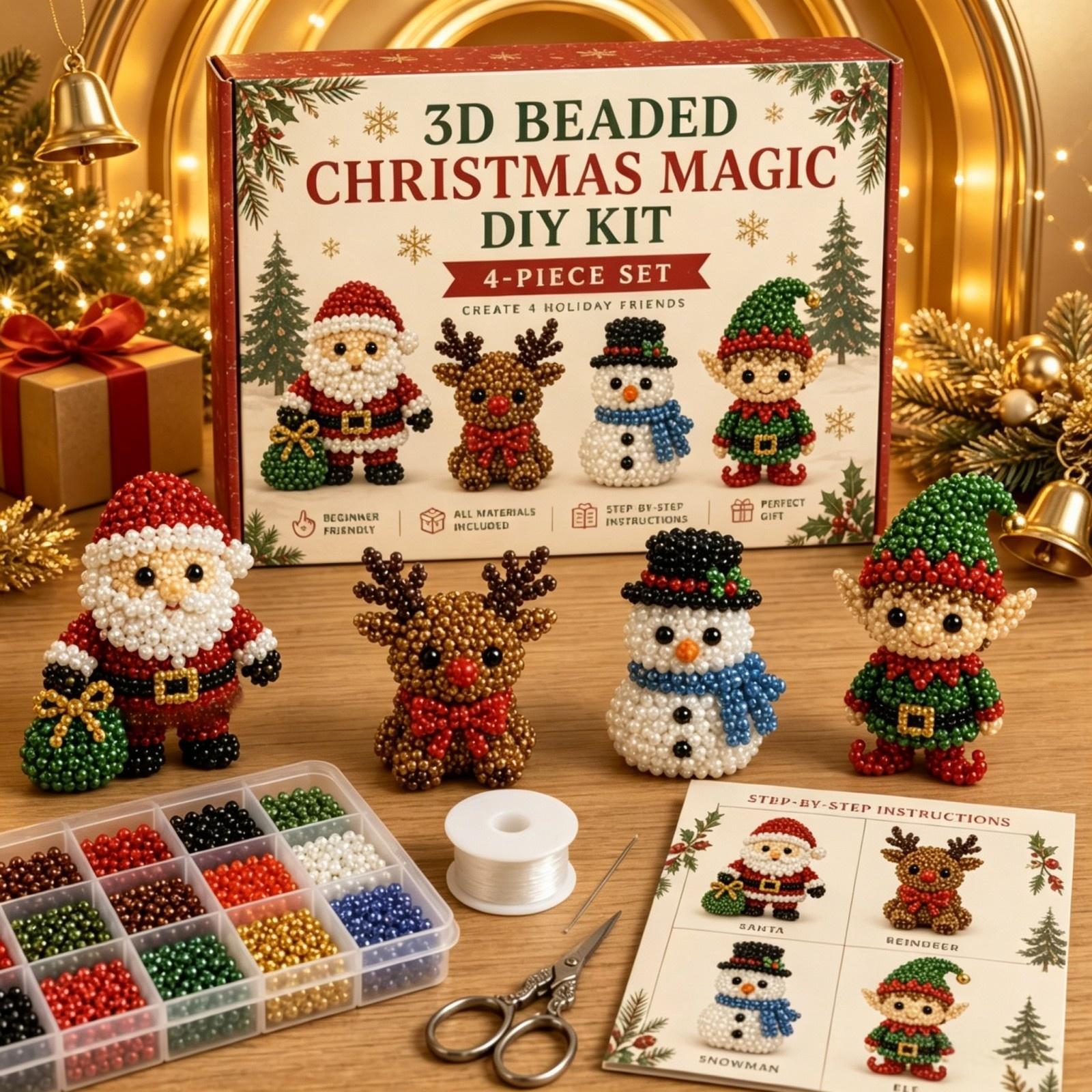Embroidery Xmas Kits - ชุดงานศิลปะเพชร 3D ลายลูกแมวคริสต์มาส ชุดงานปักเพชร DIY ต้นคริสต์มาส