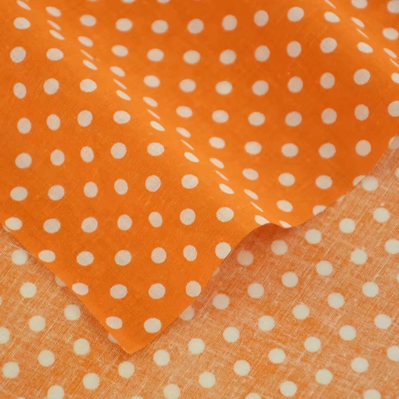ผ้าคอตตอนพิมพ์ลายจุดสีส้มสีขาว - Embroidery Garments บทวิจารณ์และราคา