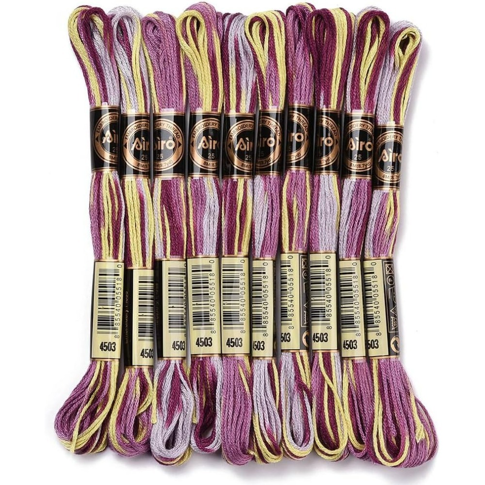 6 Strands สีม่วง Variegated เย - Embroidery Thread บทวิจารณ์และราคา