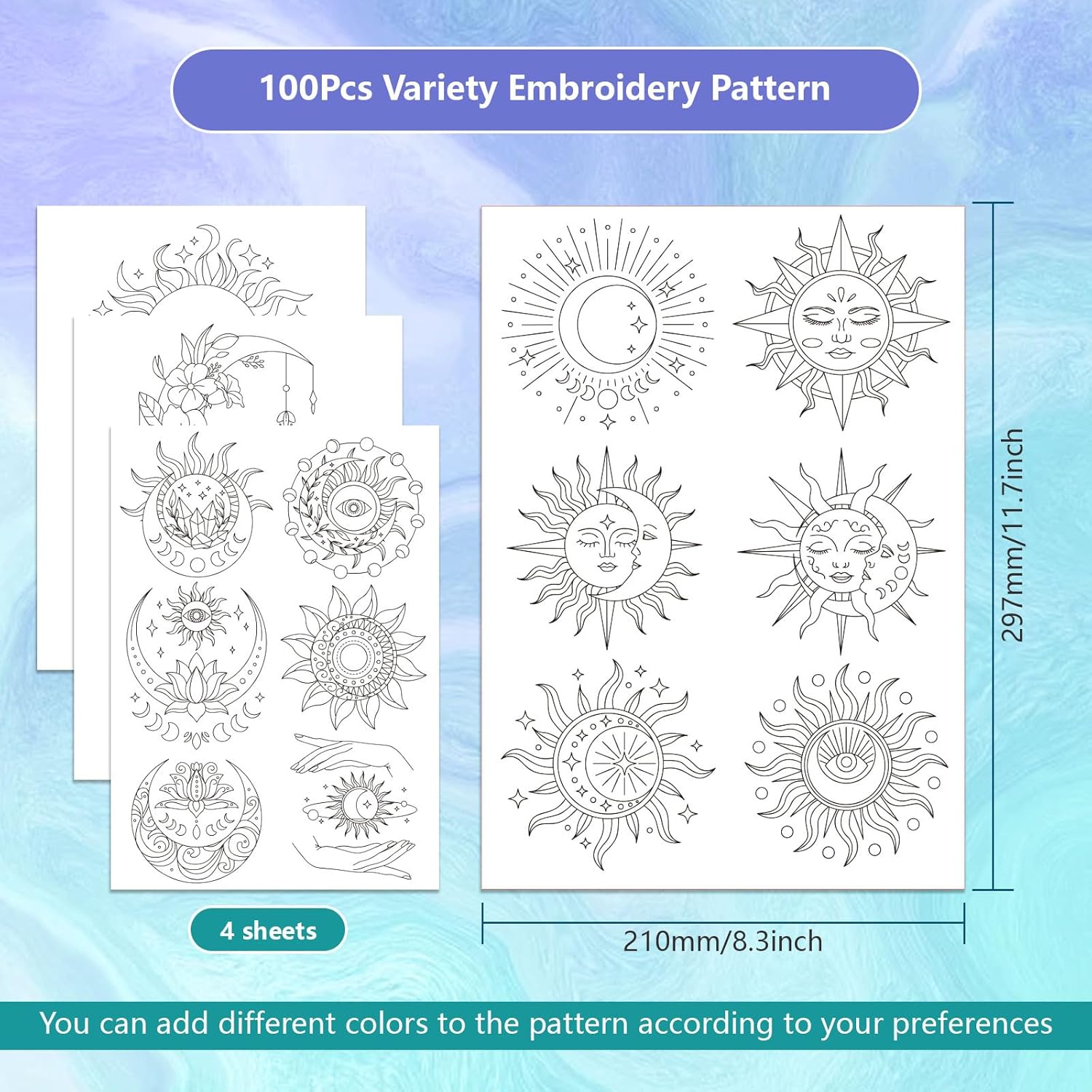 สติกเกอร์ลายพระอาทิตย์พระจันทร - Embroidery Lovers บทวิจารณ์และราคา