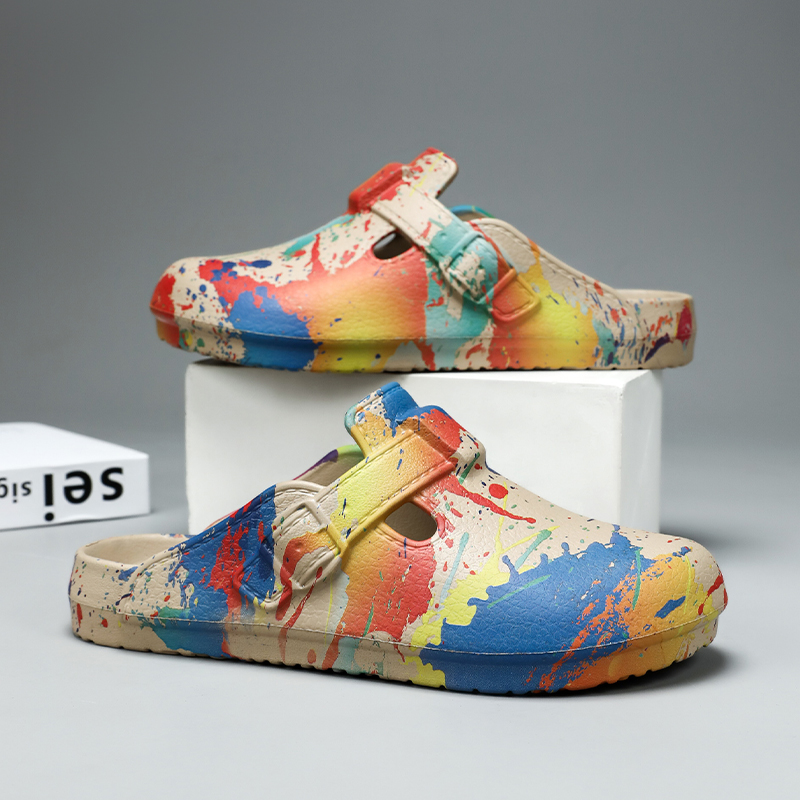 รองเท้าแตะแบบสวมสำหรับผู้ชายแล - Embroidery Art Painting บทวิจารณ์และราคา