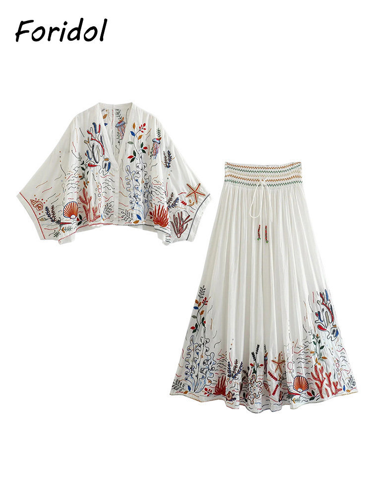 Foridol Marine Organism เย็บปั - Embroidery Skirt บทวิจารณ์และราคา