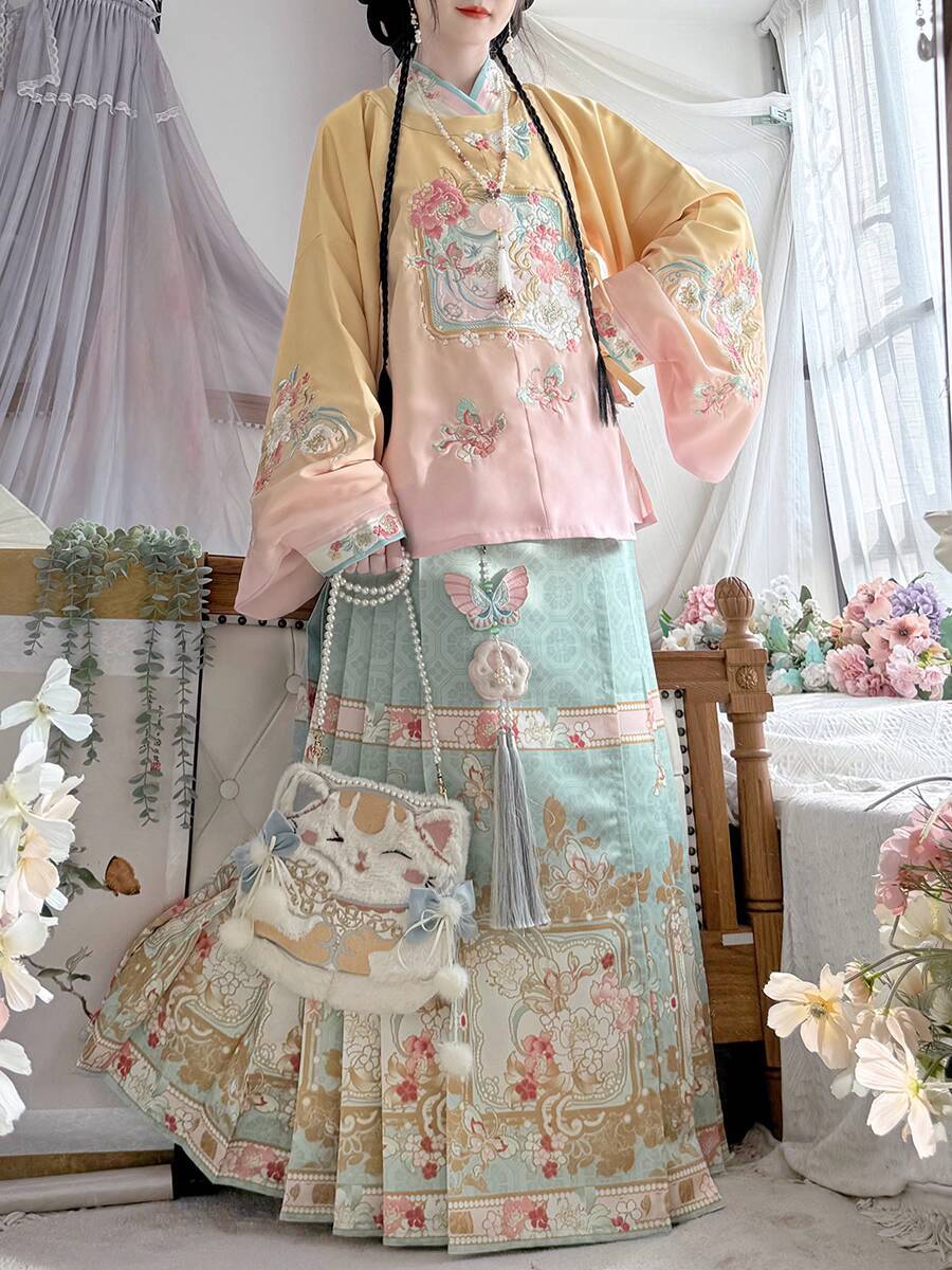 ชุดฮั่นฝูผู้หญิงสไตล์หมิง คอทร - Embroidery Skirt บทวิจารณ์และราคา