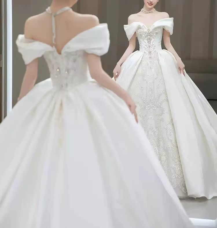 ชุดแต่งงานสุดหรูแบบเปิดไหล่ คอ - Embroidery Skirt บทวิจารณ์และราคา